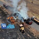 Caminhão carregado de feno pega fogo no Setor Industrial em Luis Eduardo Magalhães