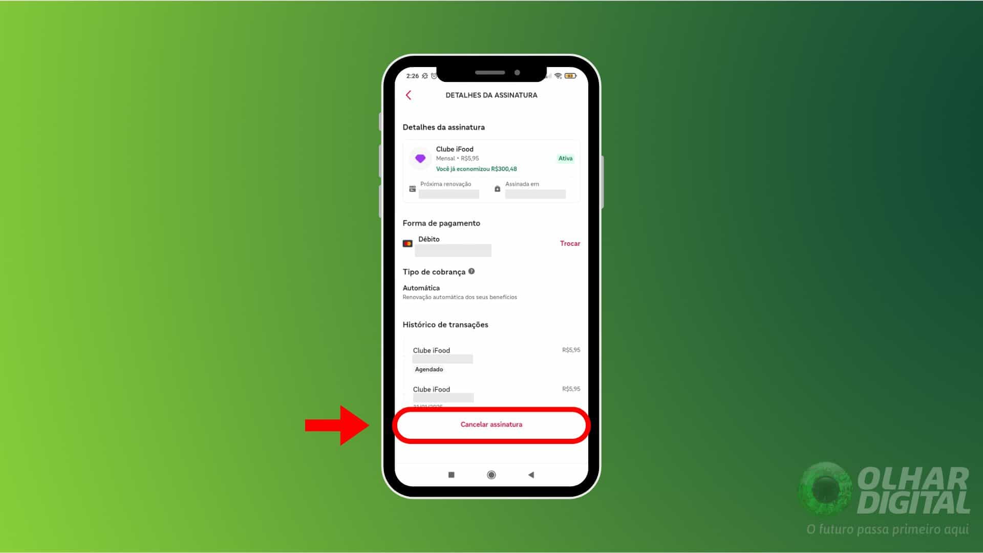 Tutorial de cancelamento do Clube iFood