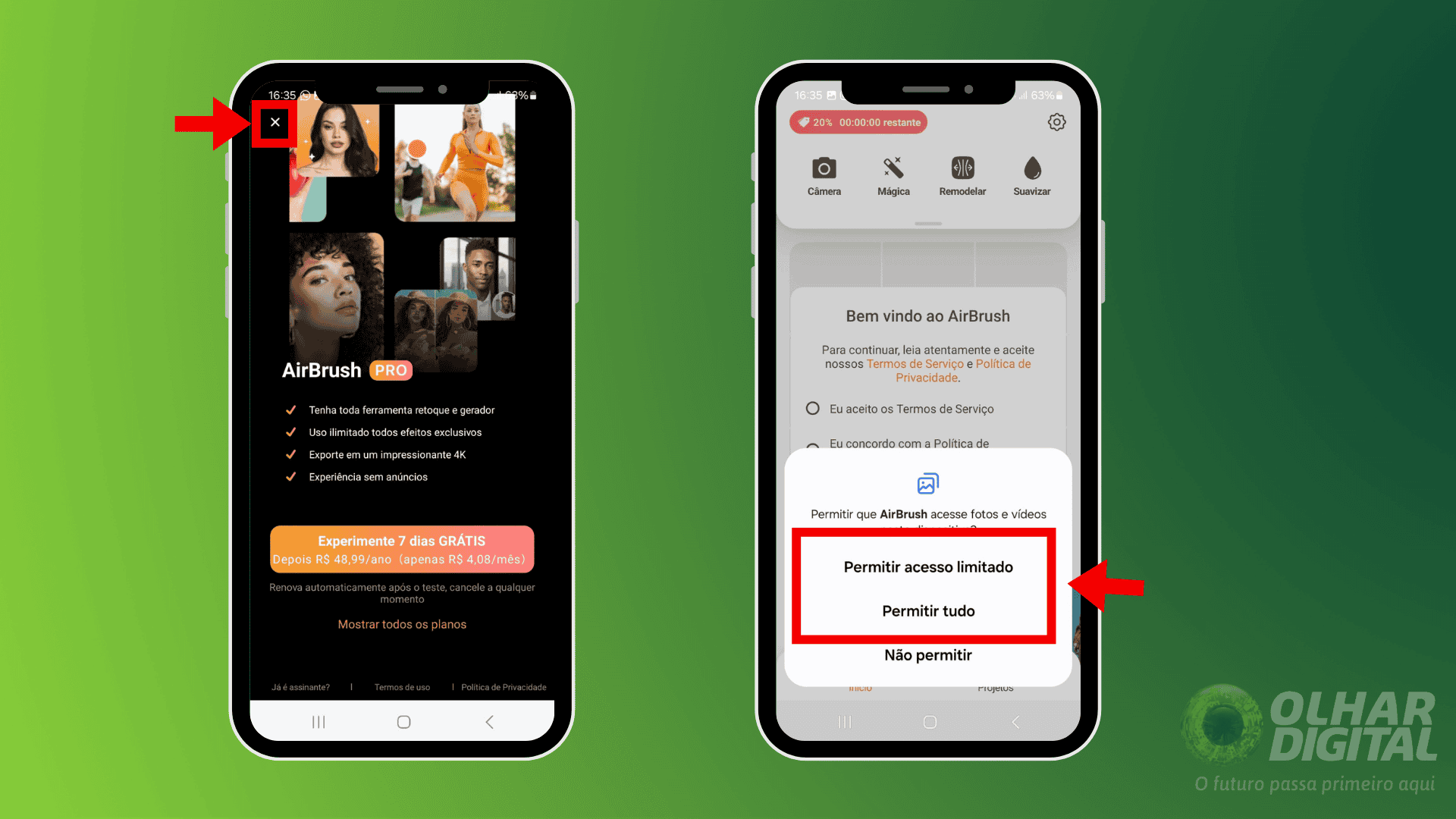 Segundo passo para usar o AirBrush