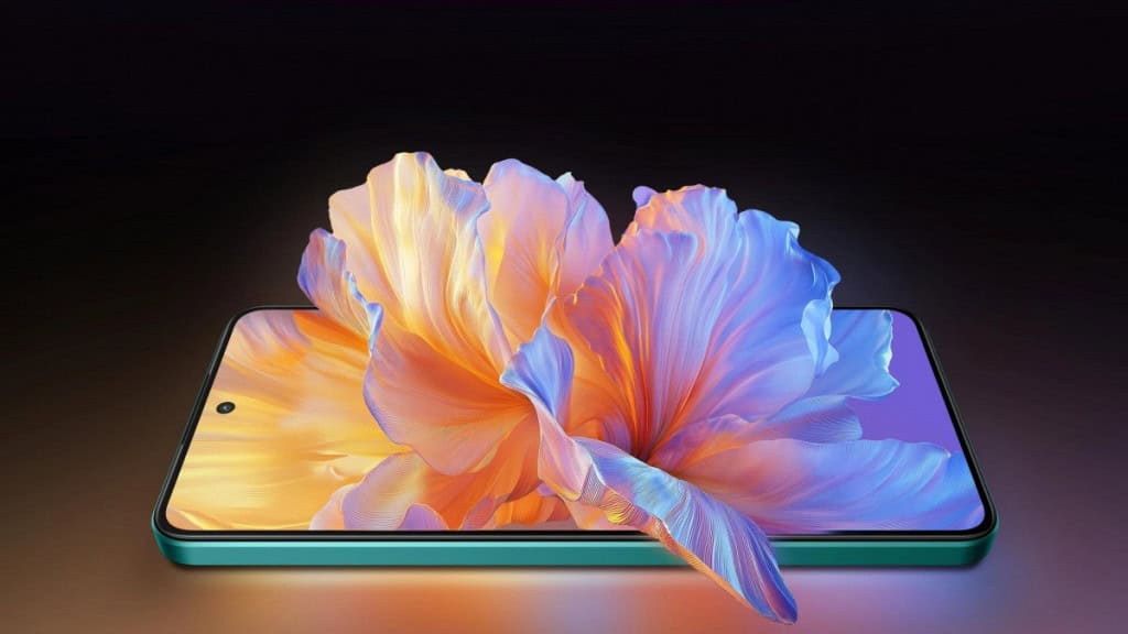 ilustração digital de uma flor desabrochando para fora da tela do celular